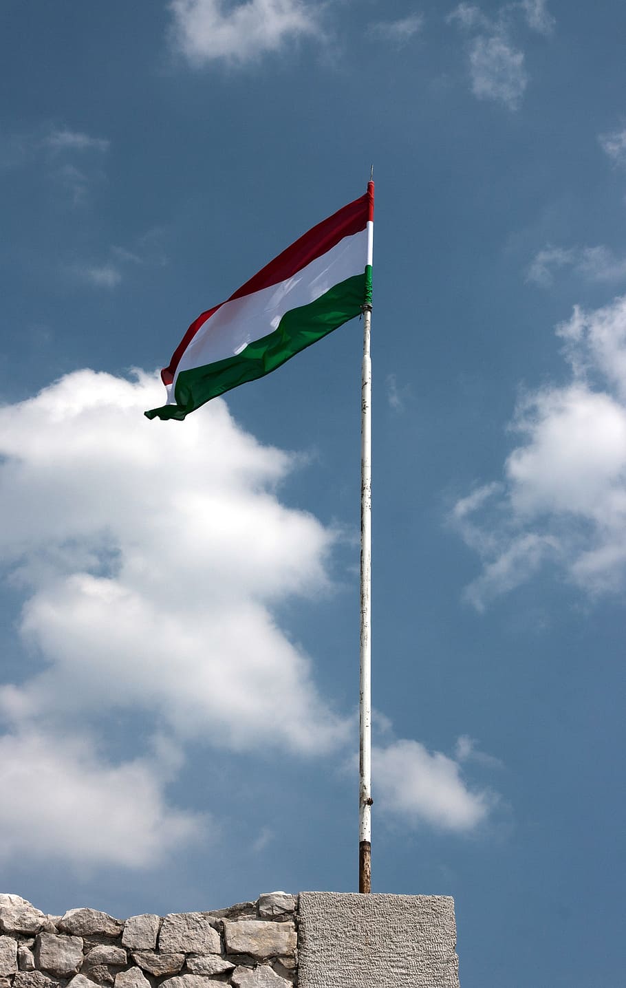 910x1436 HD wallpaper: hungarian, hungary, flag, cloud, summer, sky, blue, monument