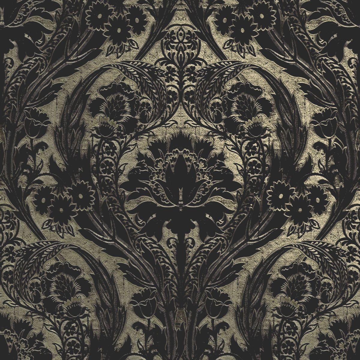 1200x1200 Morrissey Black Gold Gothic Wallpaper MF10899 Roll (Victorian Wallpaper and Fabric) (Damask Wallpaper)