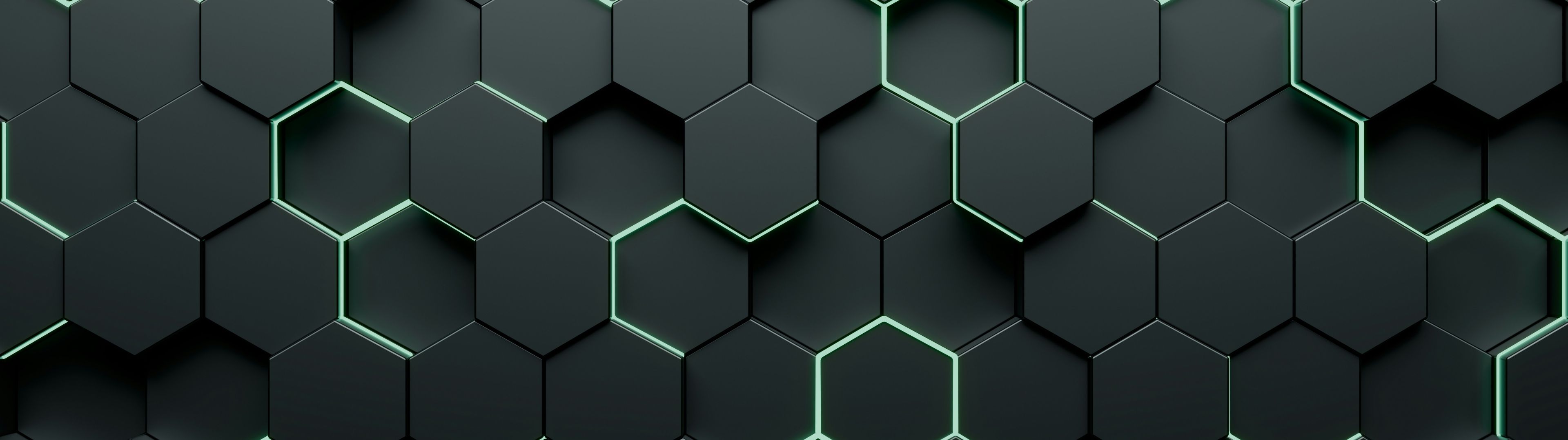 3840x1080 Honeycomb Wallpaper 4K, Hexagons, Dark abstract