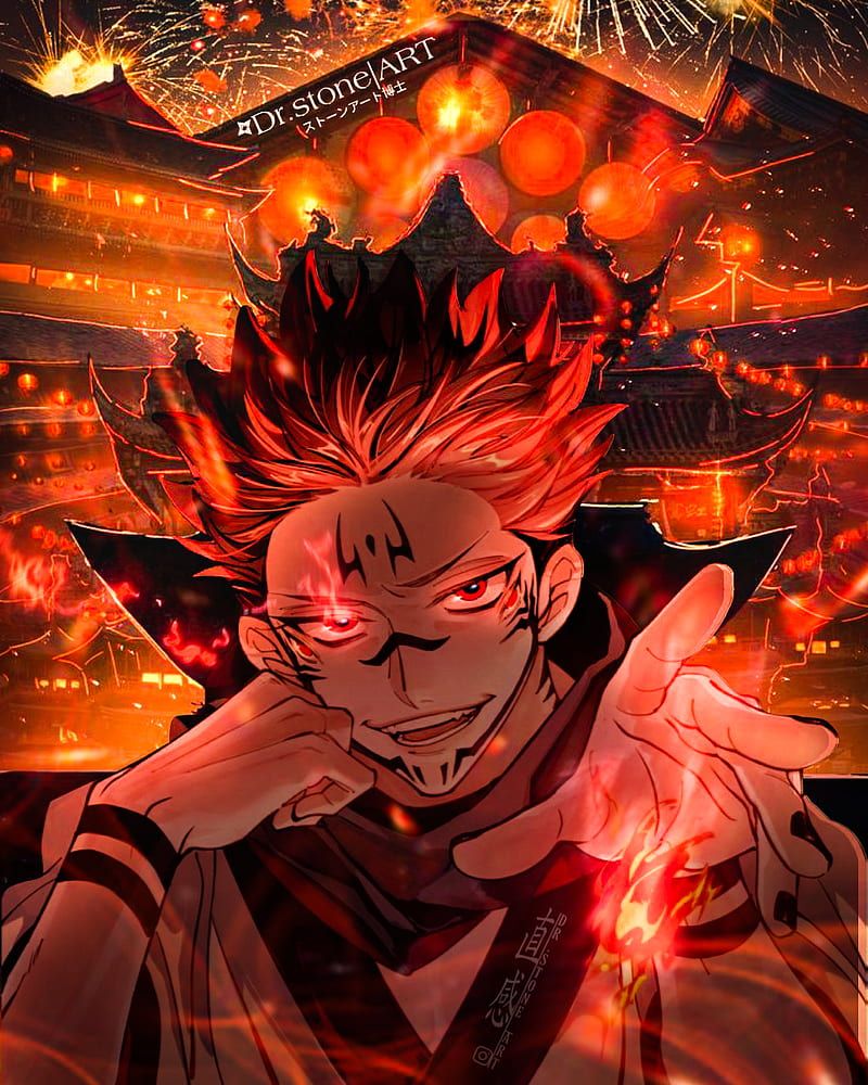 800x1000 Sukuna ryomen, orange, red, HD phone wallpaper