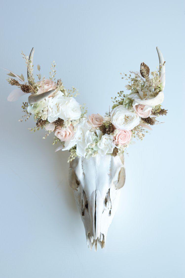 750x1125 Deer Skull With Flower Crown. Deer skull decor, Deer skulls, Deer