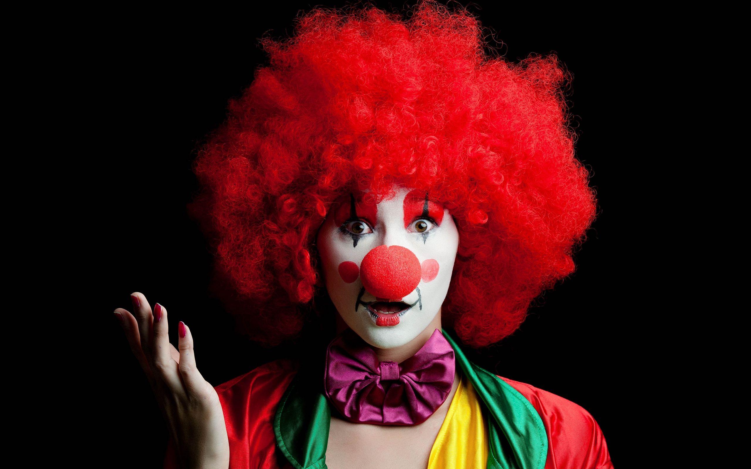 2560x1600 Download wallpaper 2560x1600 clown, girl, black background