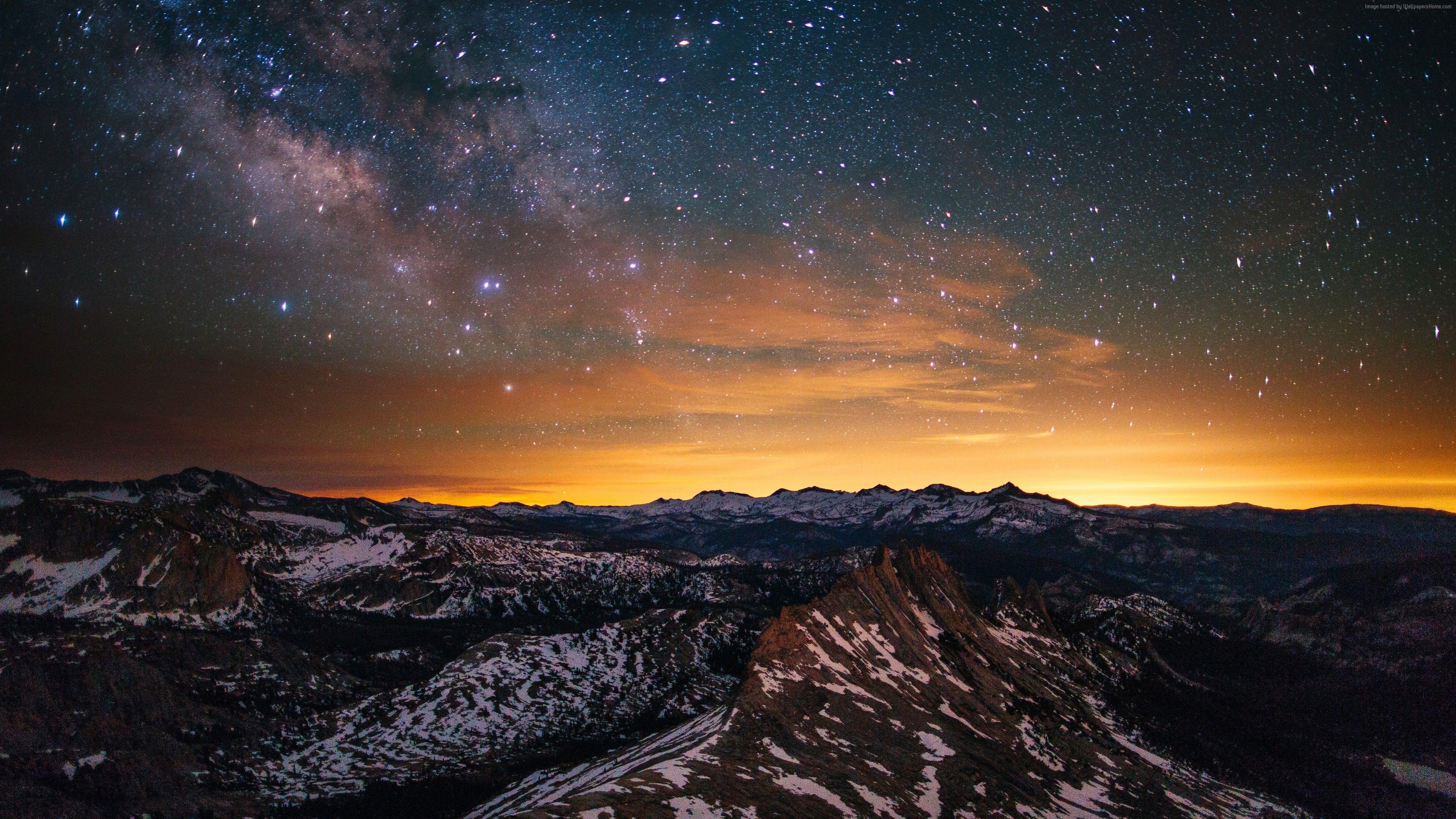 3840x2160 Wallpaper Yosemite, 5k, 4k wallpaper, 8k, forest, stars, sunset