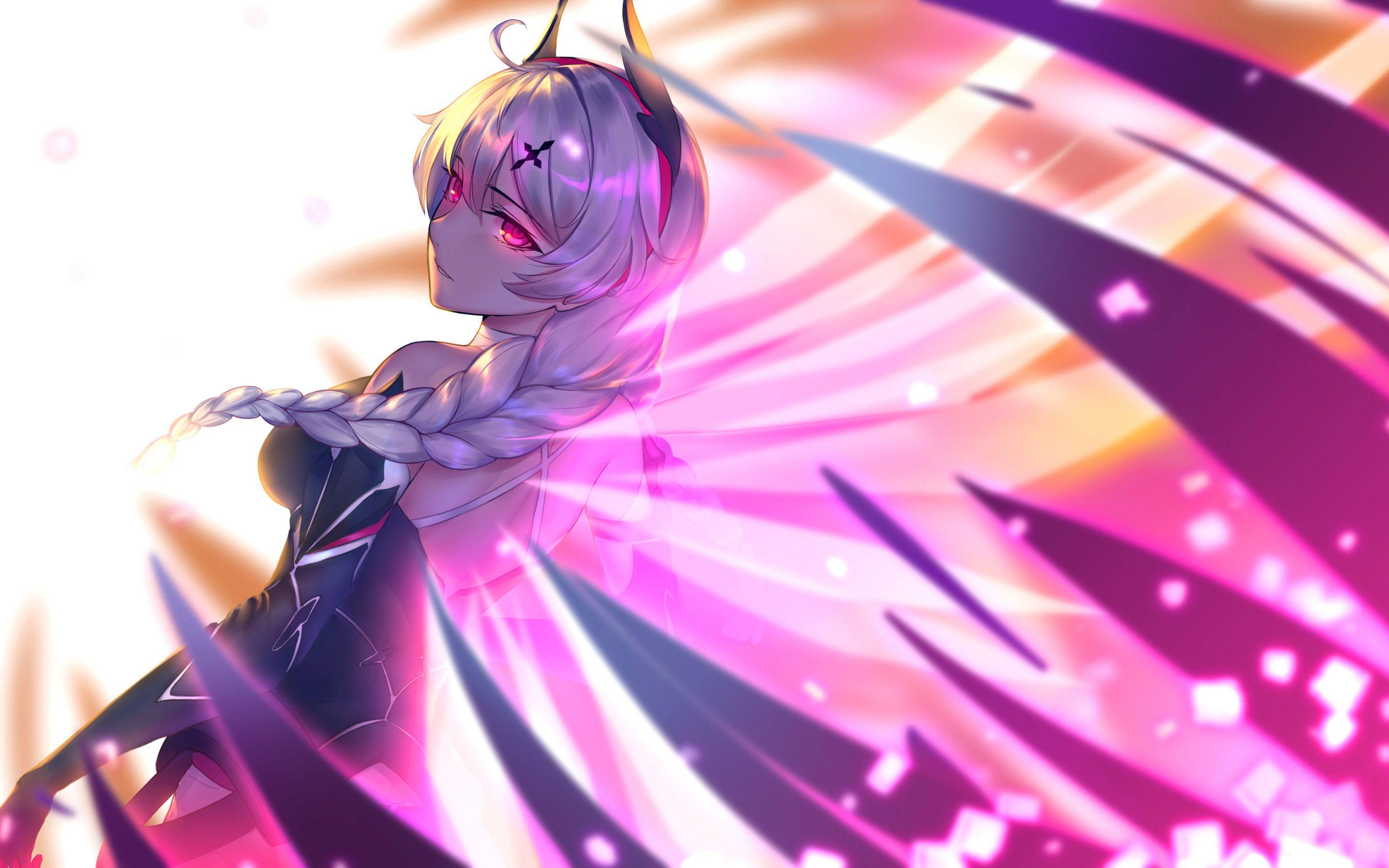 2880x1800 Knight Moonbeam Japan Anime Girl Glowing Eyes Macbook