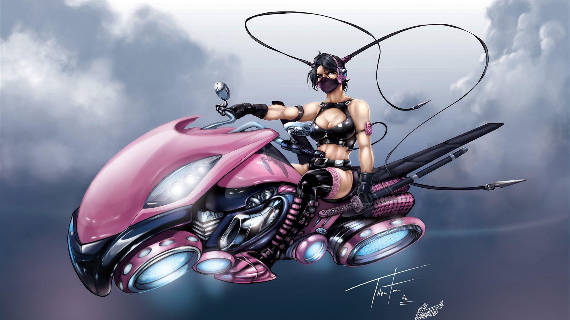1920x1080 Download Wallpaper 1920x1080 Ninja motorcycle girl Full HD Background