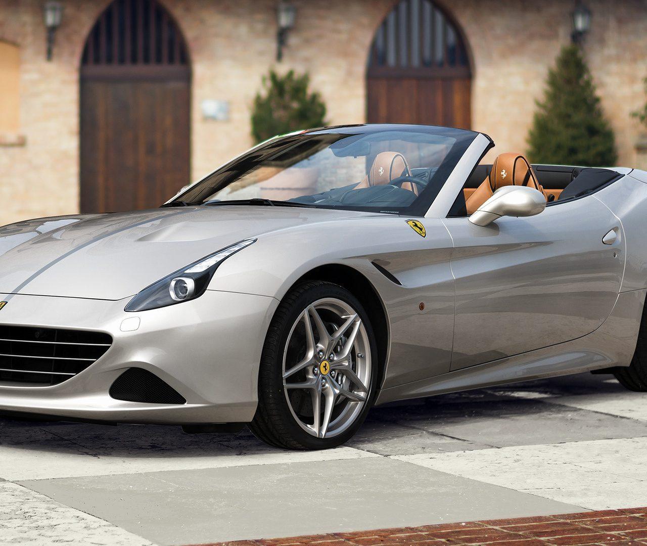 1280x1080 Silver Convertible Ferrari California T HD Wallpaper