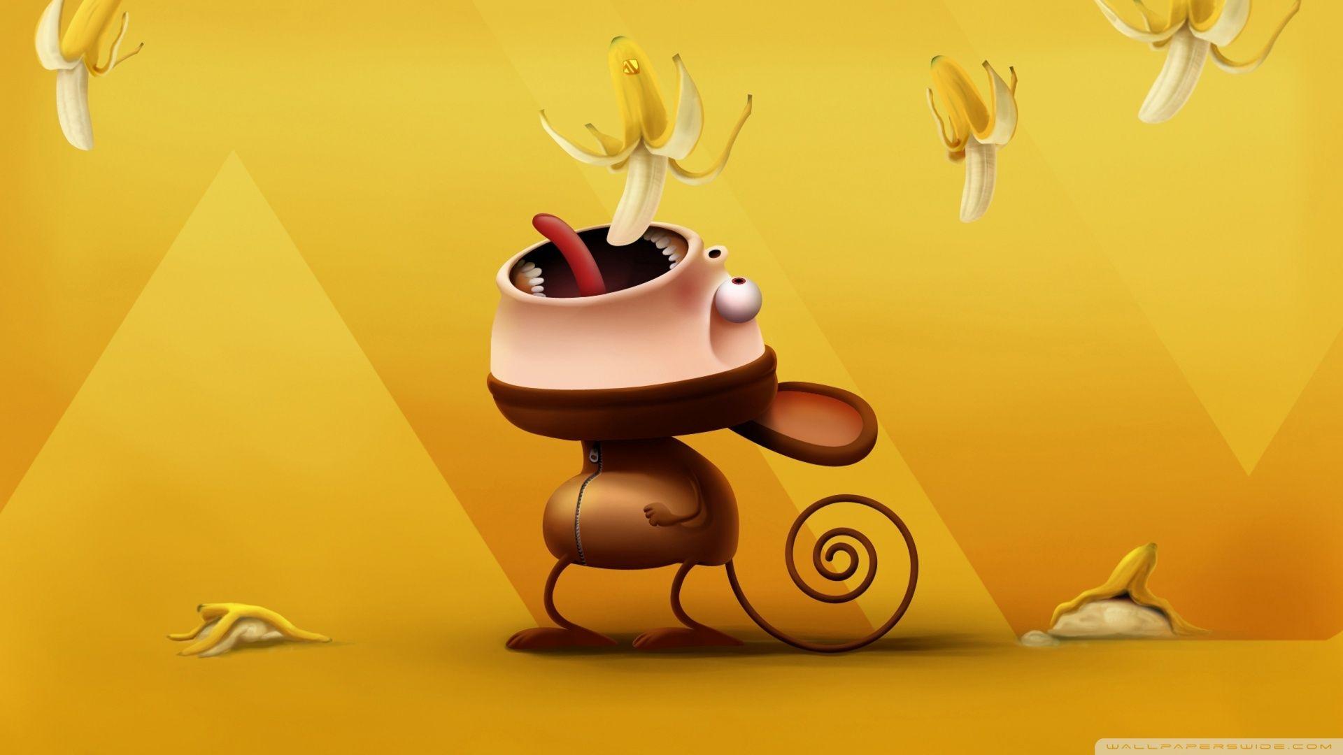 1920x1080 Download Funny Monkey Eating Bananas Wallpaper 1920x1080