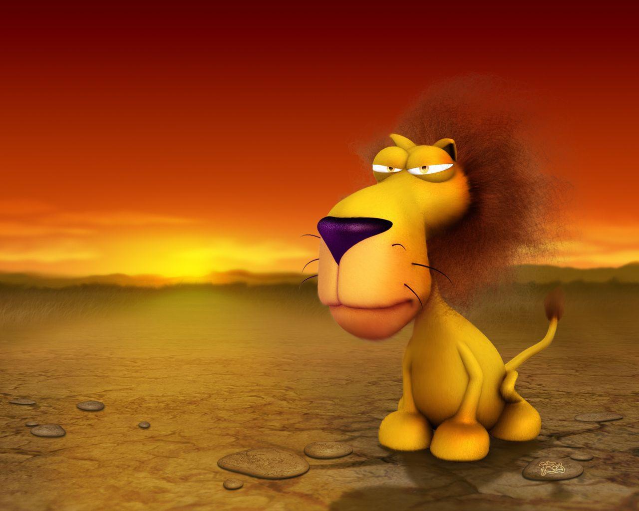 1280x1024 Free download Funny 3D Cartoon Wallpaper Lion [1280x1024]