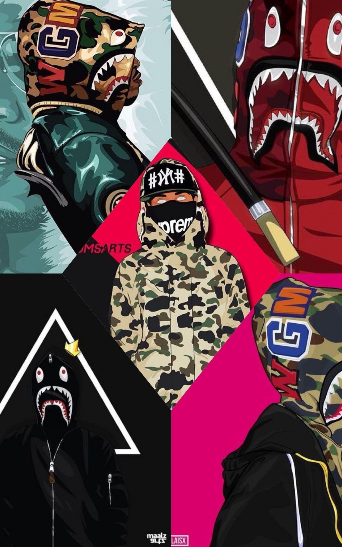 1200x1920 Free download 67 Bape Shark Wallpaper 1638x2048