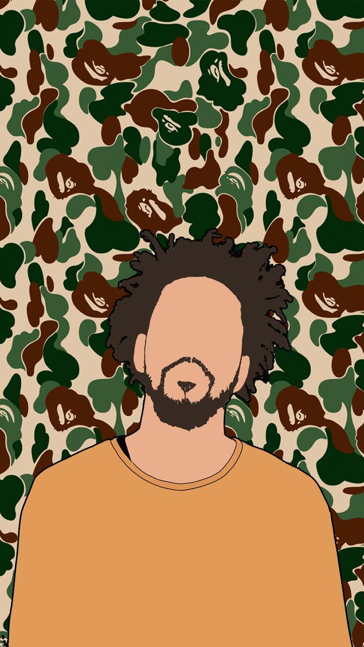 750x1334 Phone wallpaper I did of J cole x Bape