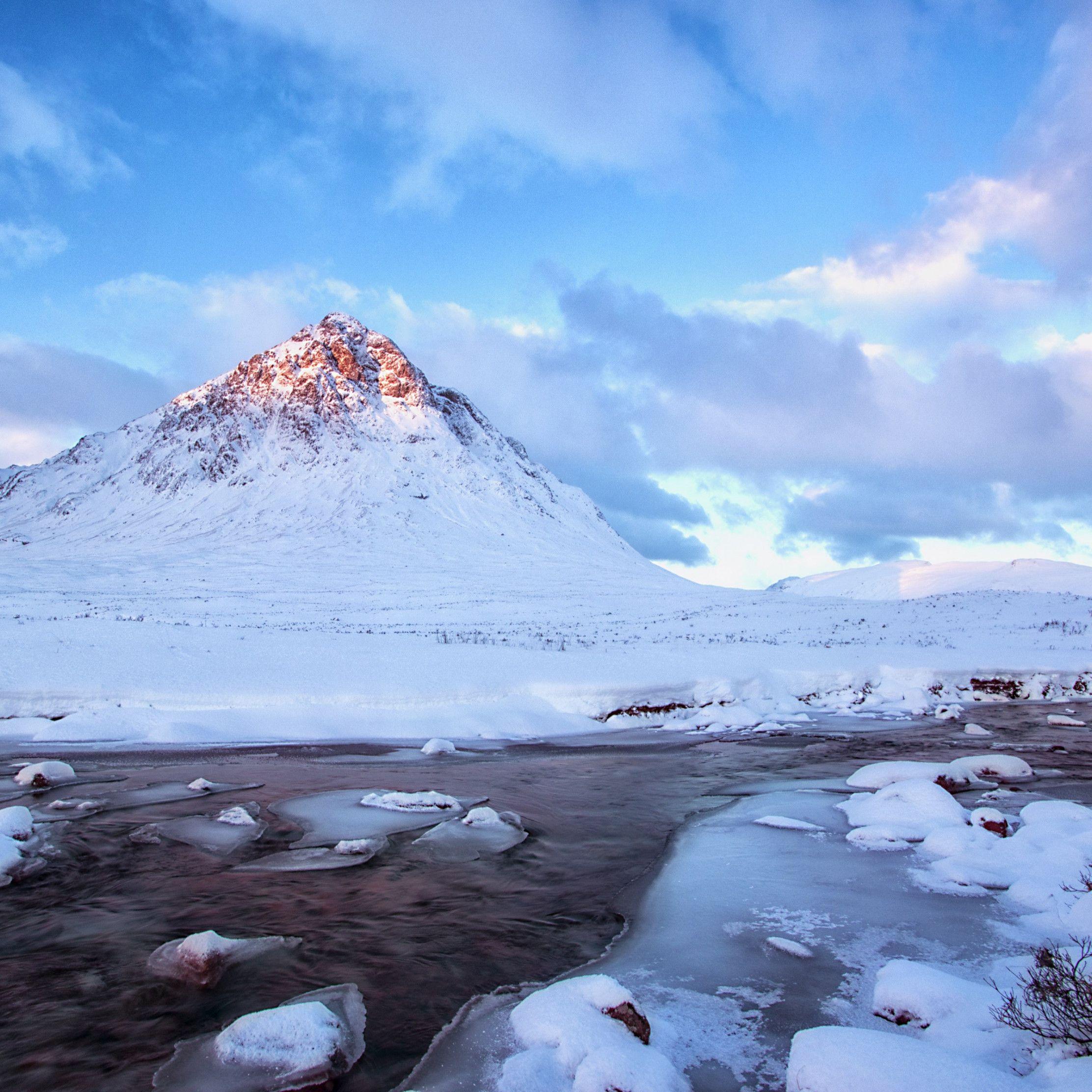 2224x2224 Download wallpaper: Winter landscape from Scottish Highlands 2224x2224