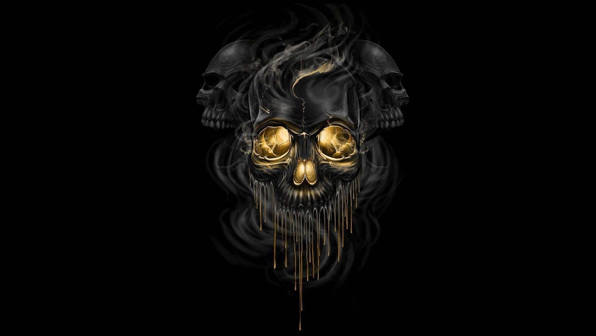1926x1088 Black skulls, artwork, skull HD wallpaper