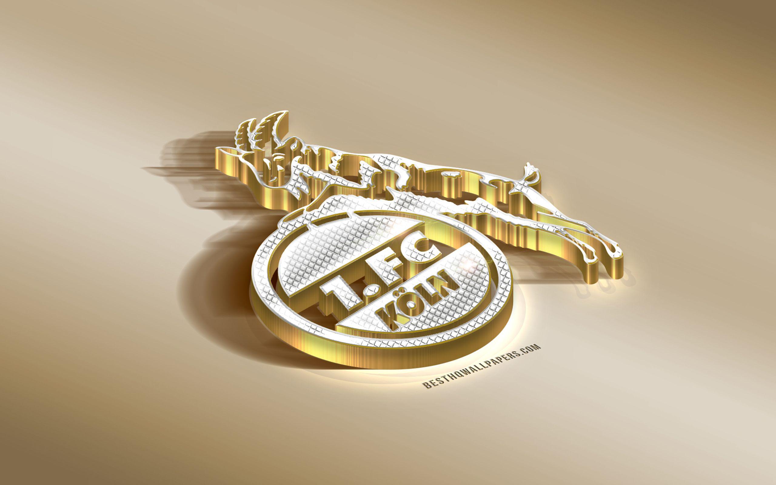 2560x1600 Download wallpaper FC Koln, German football club, golden silver