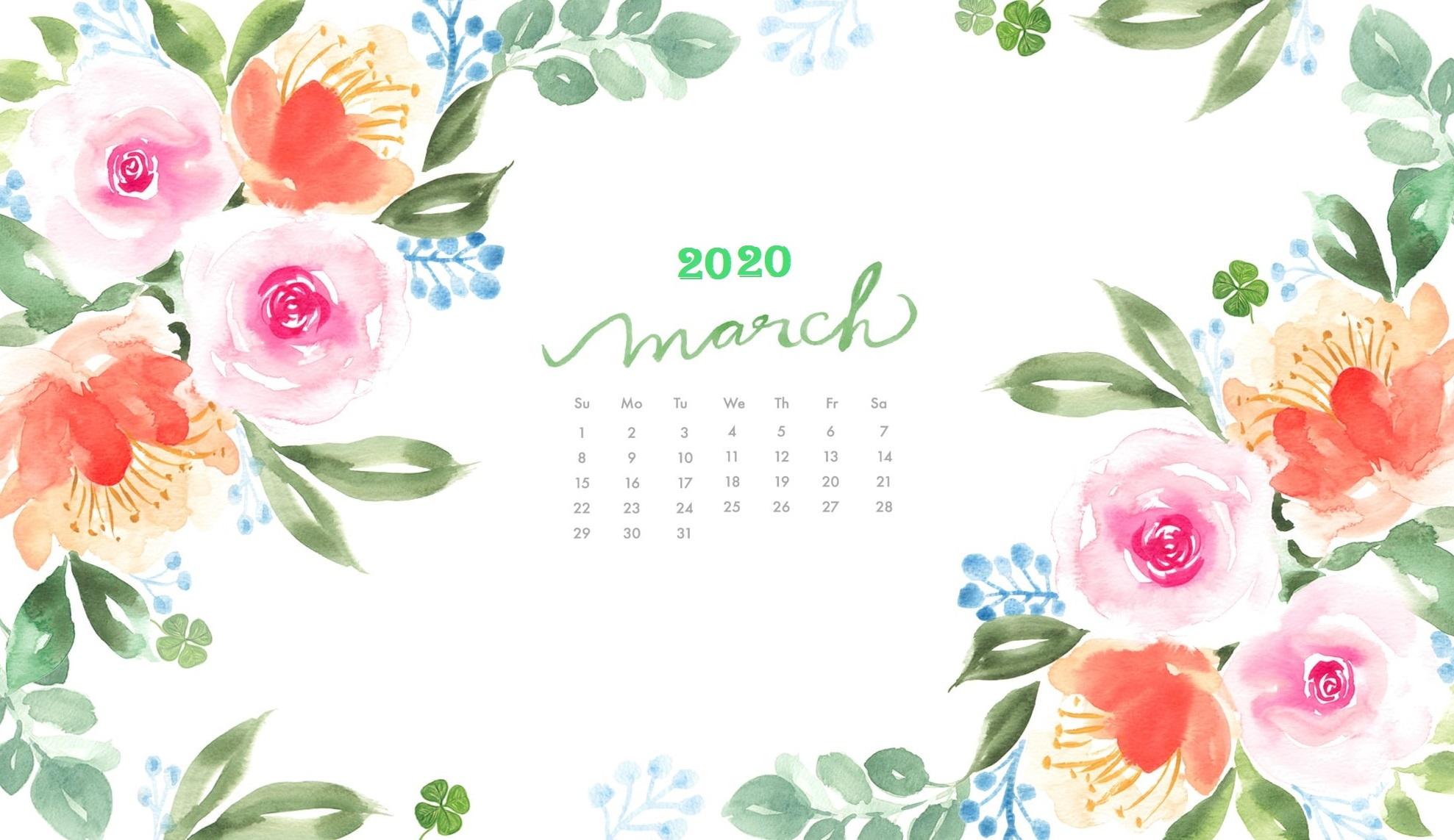 1977x1143 March 2020 Wallpaper Calendar