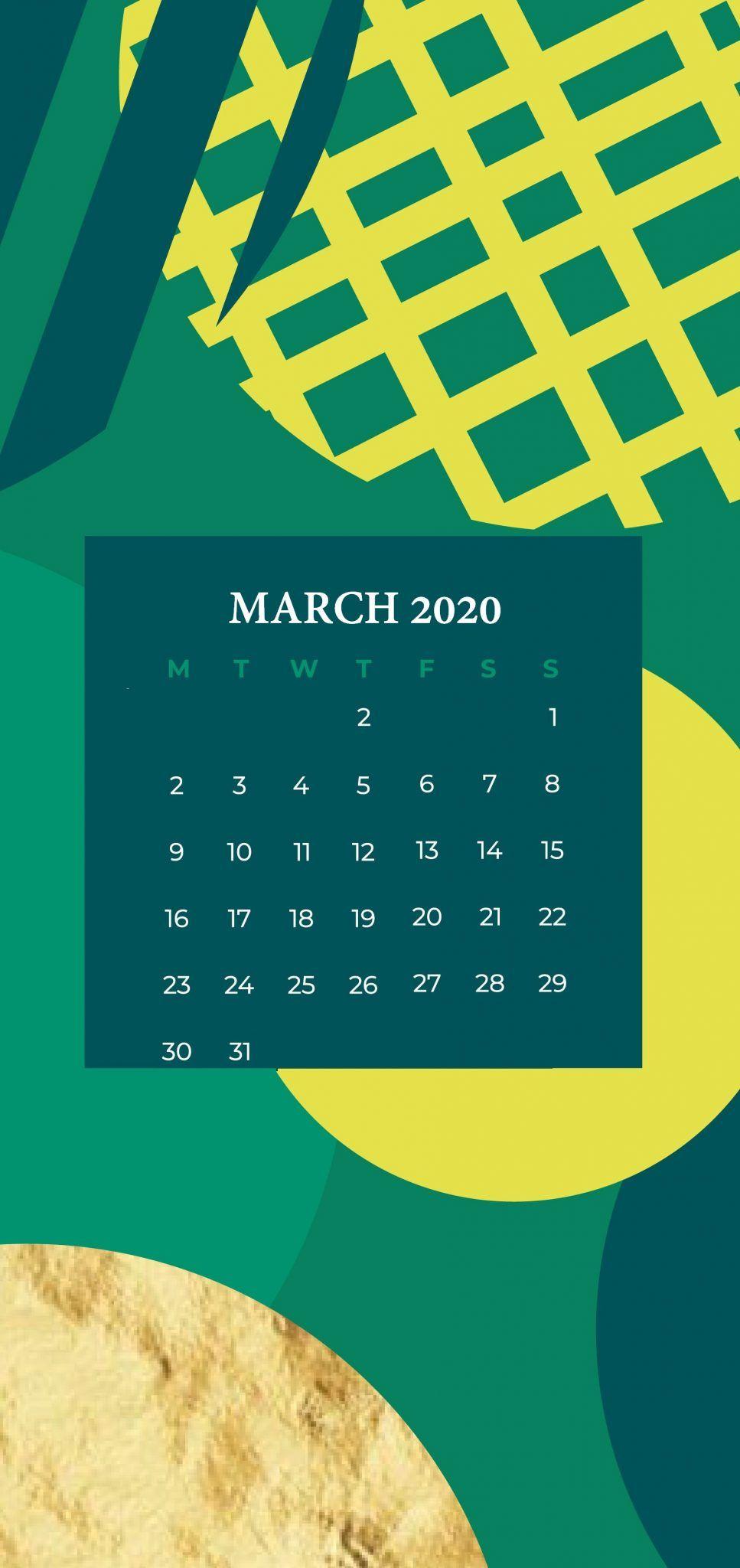 967x2048 iPhone March 2020 Calendar Wallpaper