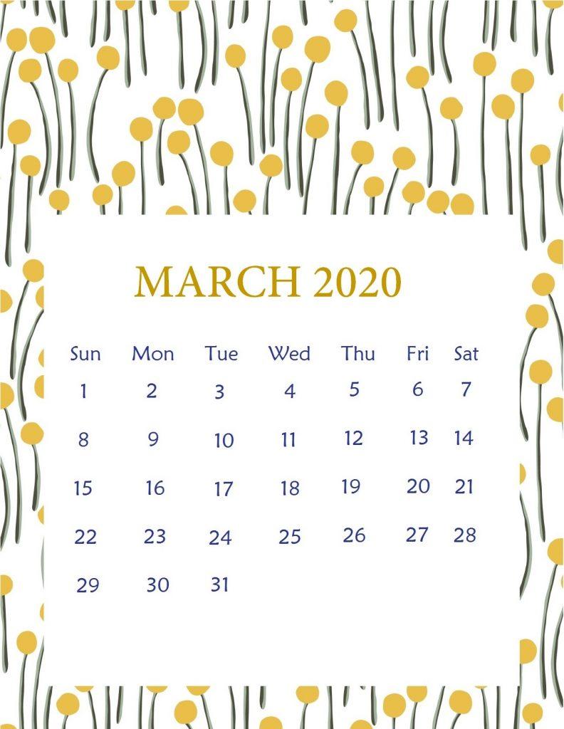 792x1024 March 2020 Calendars You Can Download and Print