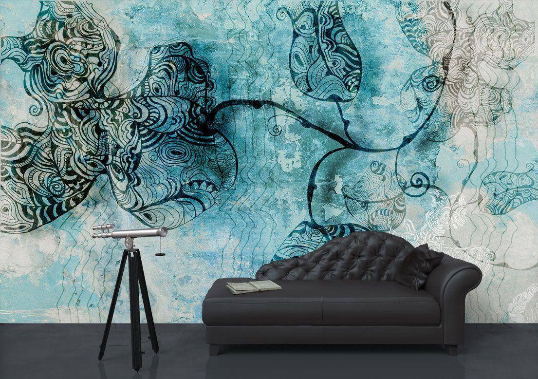 1105x778 Art wallpaper Blue valentines. Floral wallpaper by