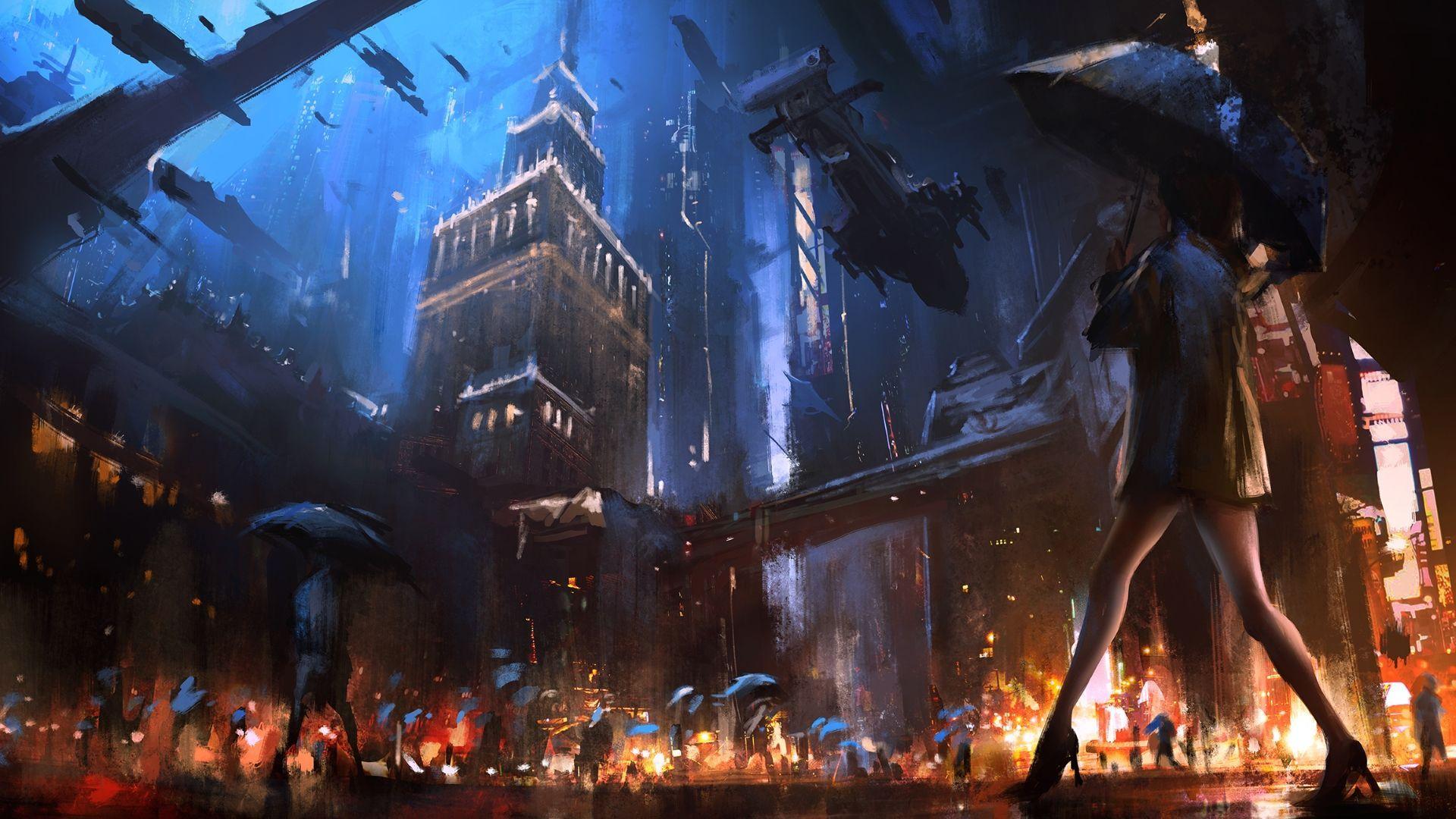 1920x1080 cyberpunk wallpaper (1920x1080). City art, Cyberpunk city, Sci