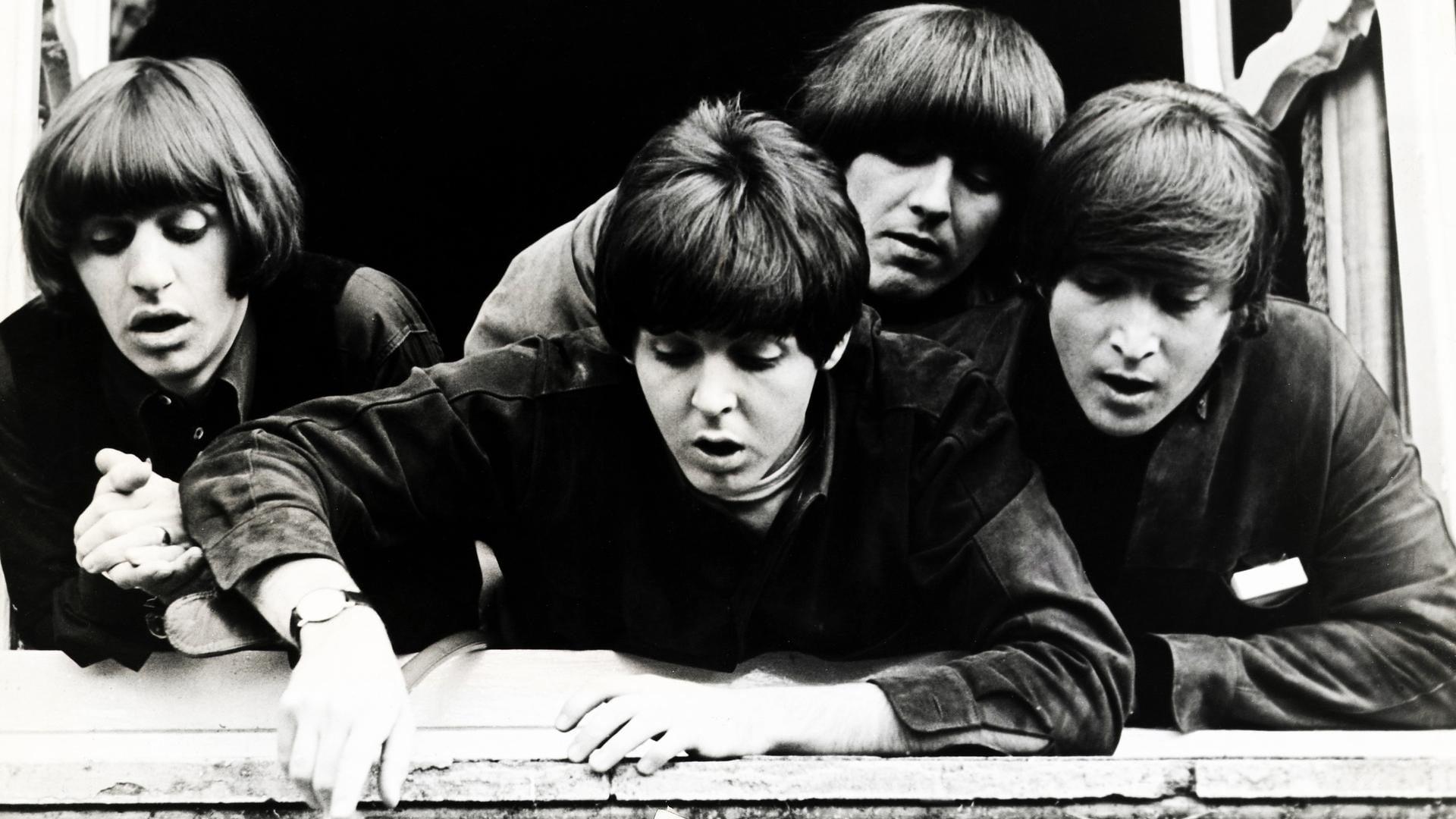 1920x1080 Grayscale photo of The Beatles, The Beatles, monochrome, Paul