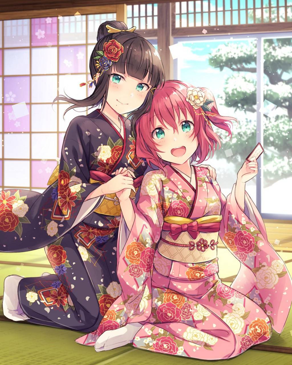 1024x1280 Anime kimono girl wallpaper