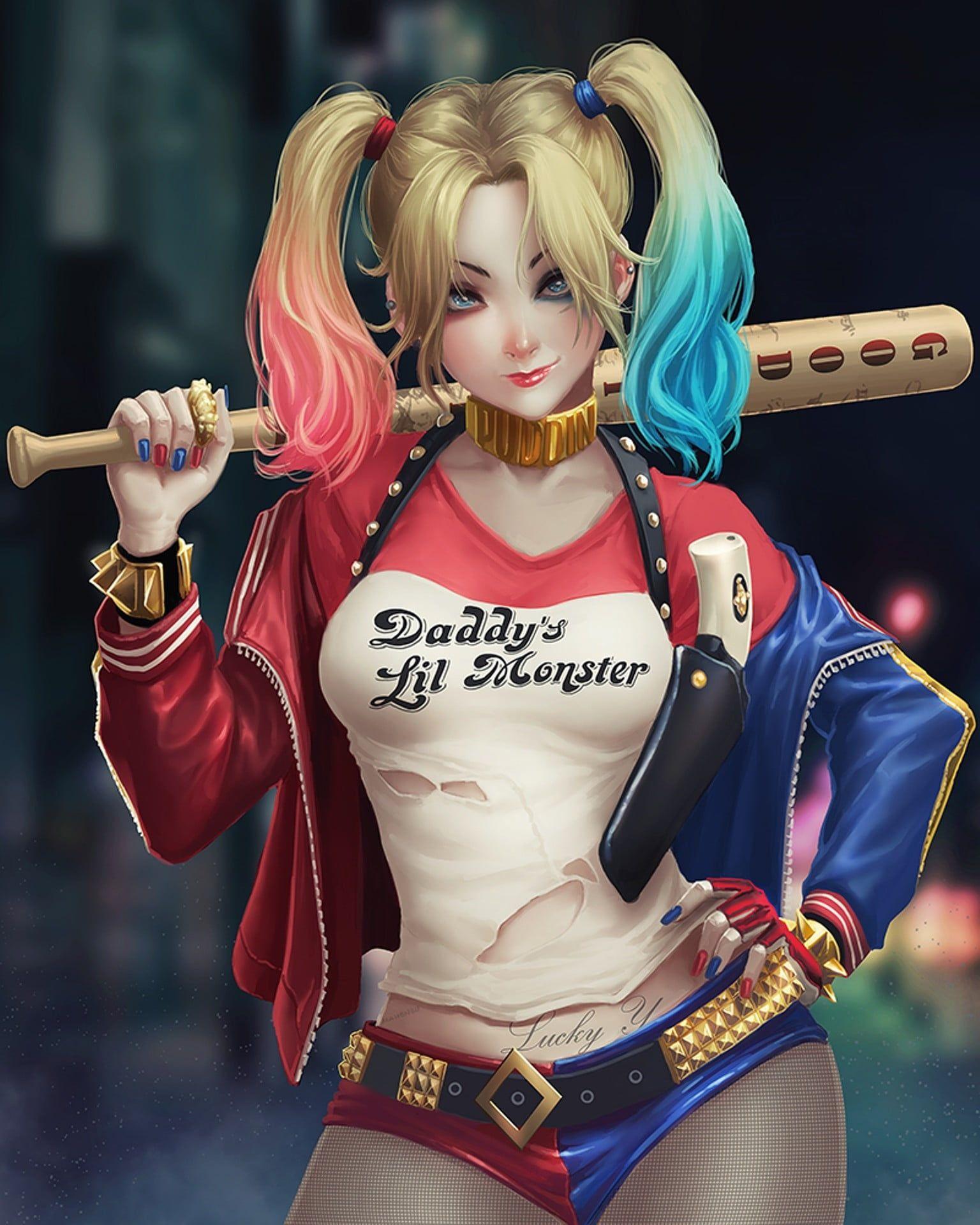 1536x1920 Harley Quinn illustration HD wallpaper