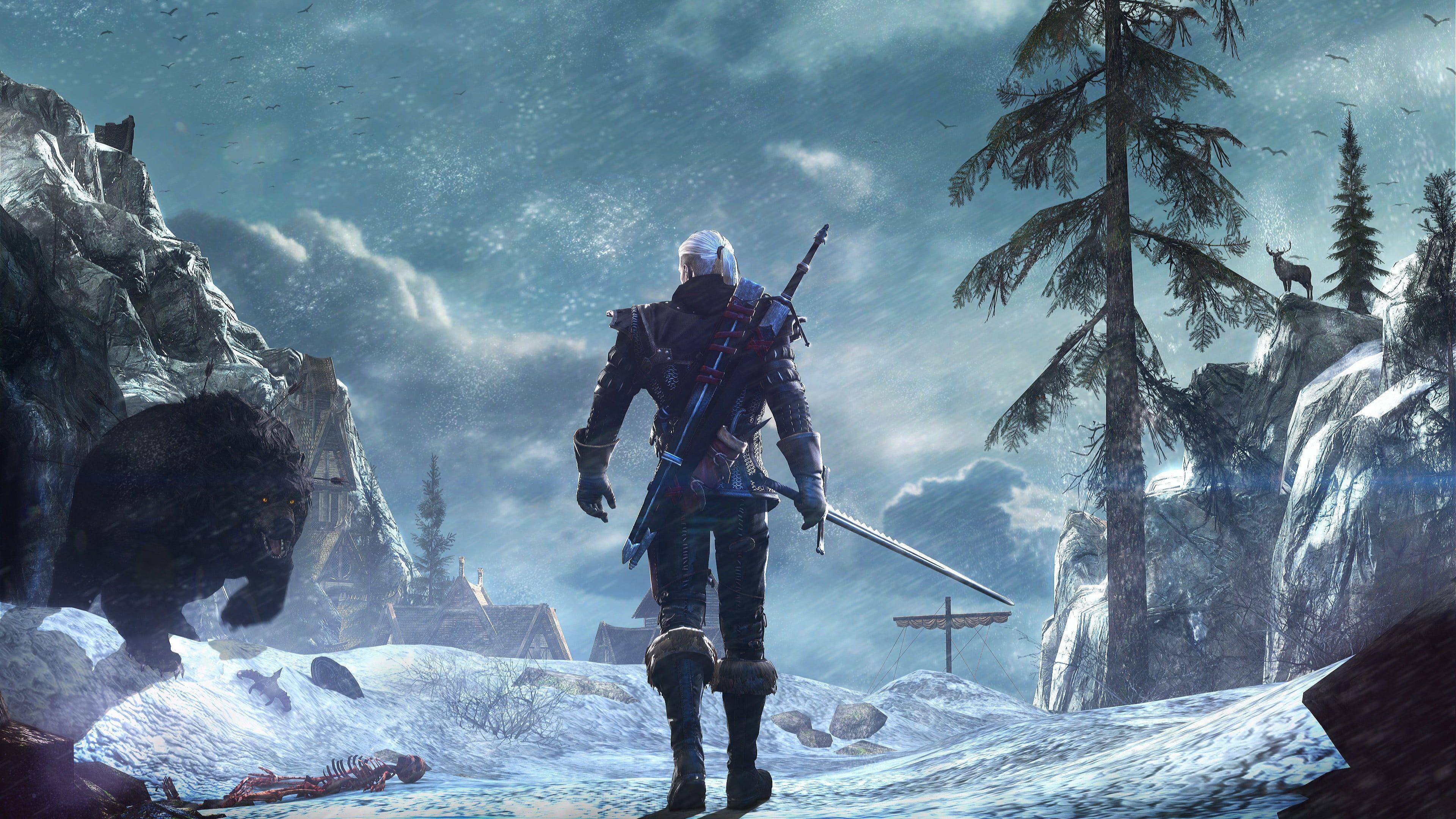 Hình nền kỹ thuật số 3840x2160 The Witcher The Witcher 3: Wild Hunt Geralt