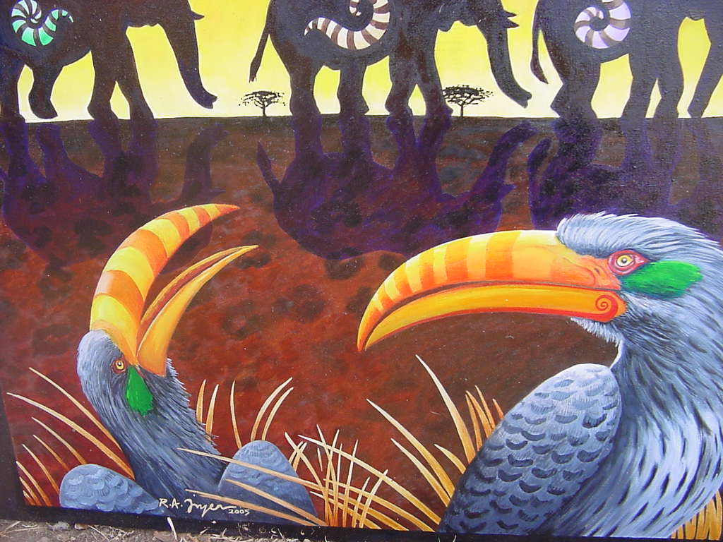 1024x768 Elephants Africa Art wallpaperx768
