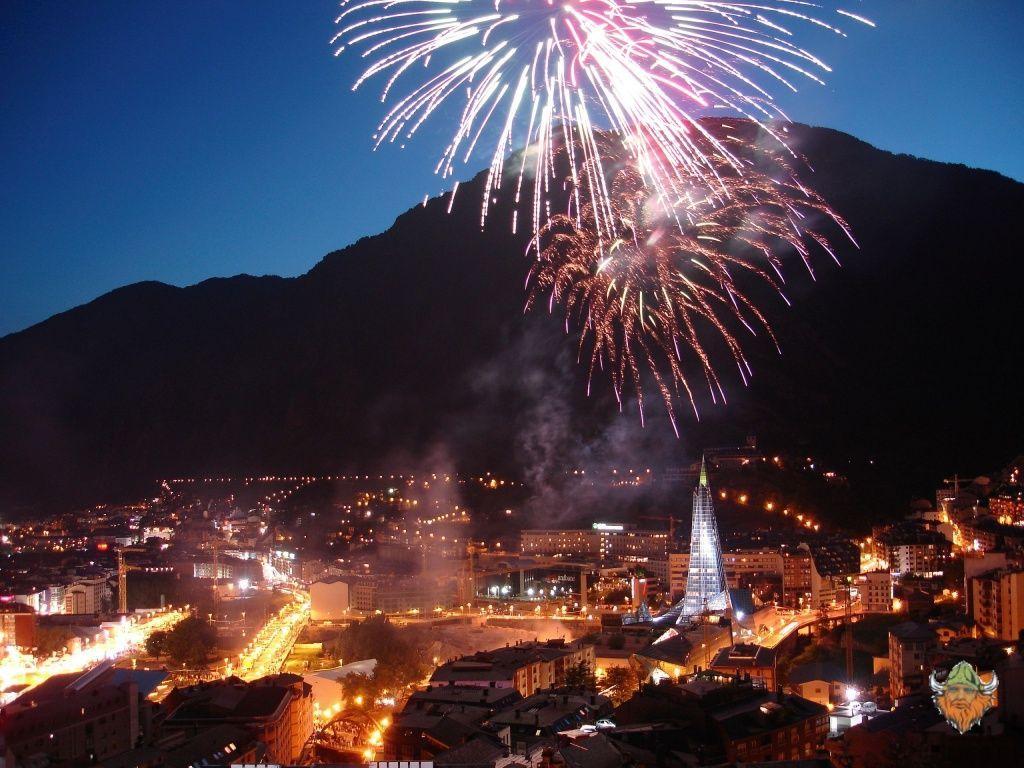1024x768 Andorra la Vella. Beauty Places. Andorra, Photo wallpaper, Fireworks