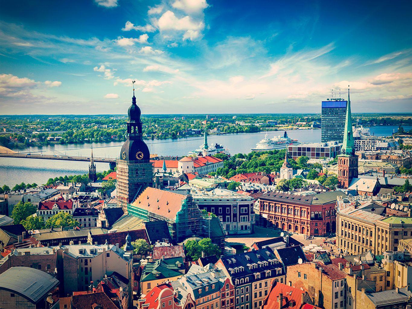 1365x1024 Wallpaper Latvia Riga Sky Rivers Cities Building