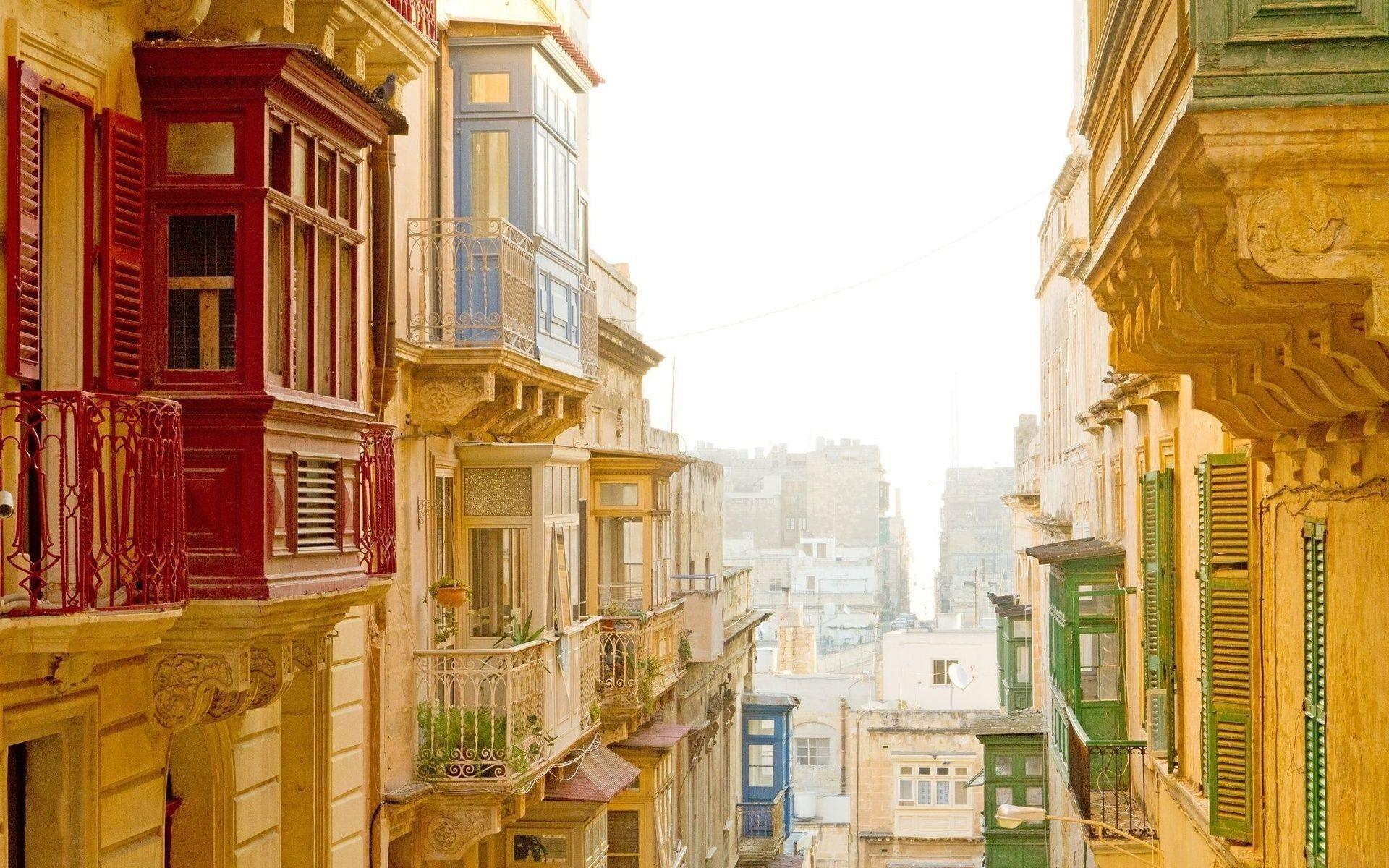 1920x1200 Download wallpaper old town, balconies, valletta, malta