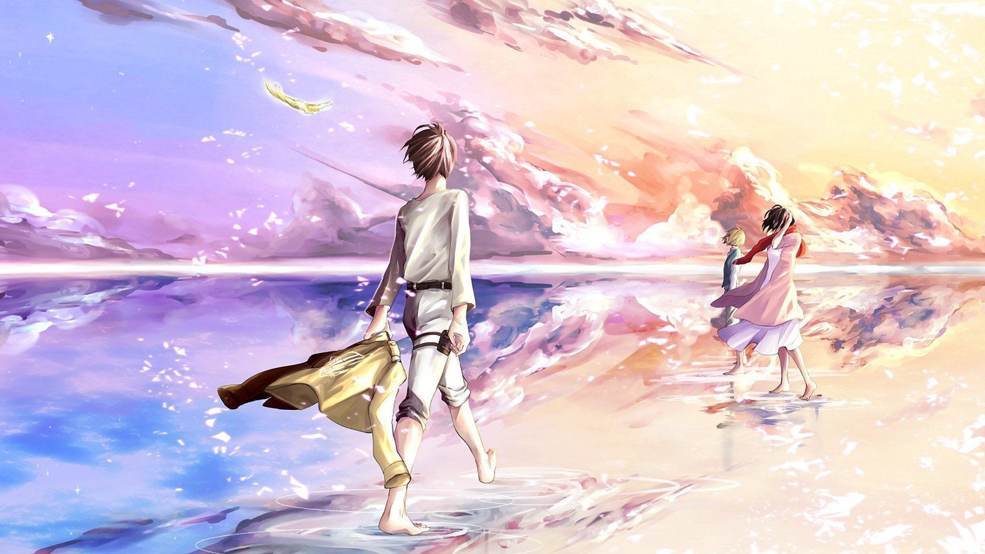 1920x1080 Eren Mikasa Armin Wallpaper