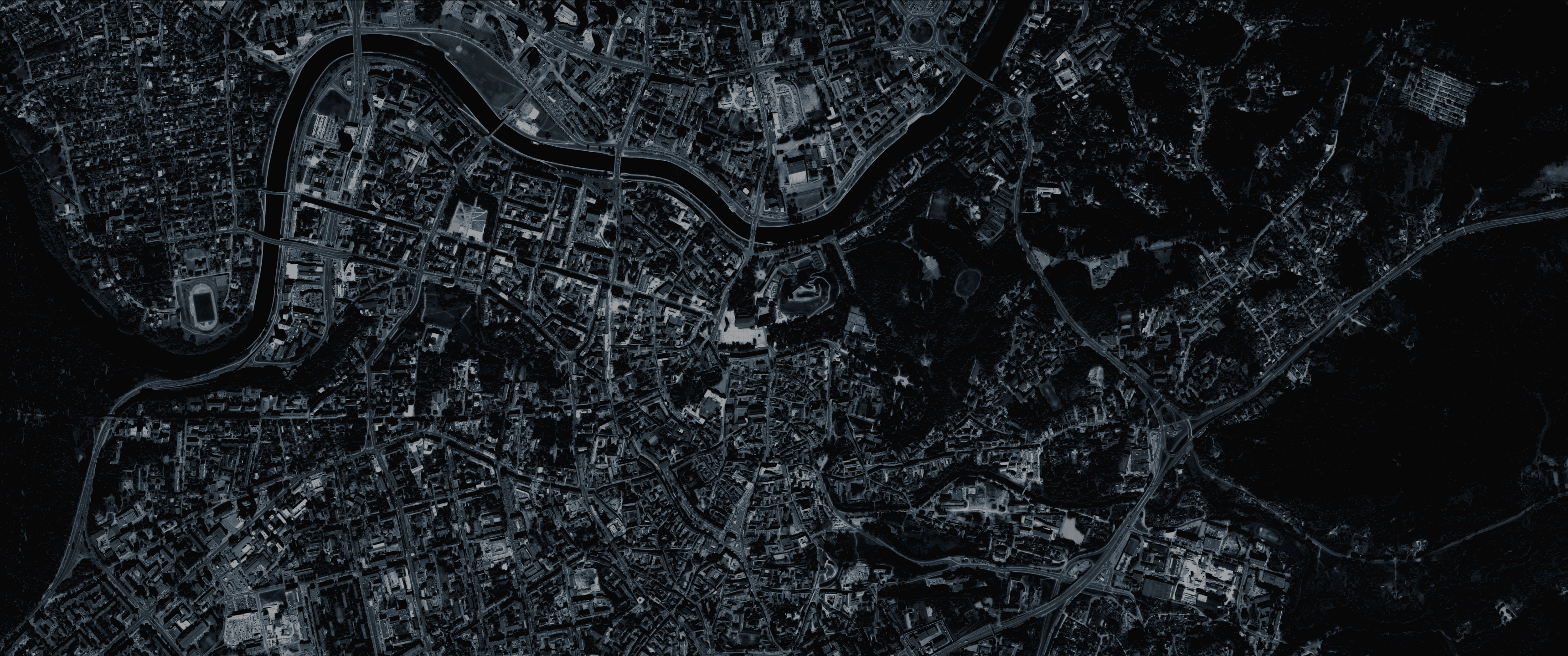 3440x1440 #dark, #aerial view, #Lithuania, #blue, #city, #Vilnius