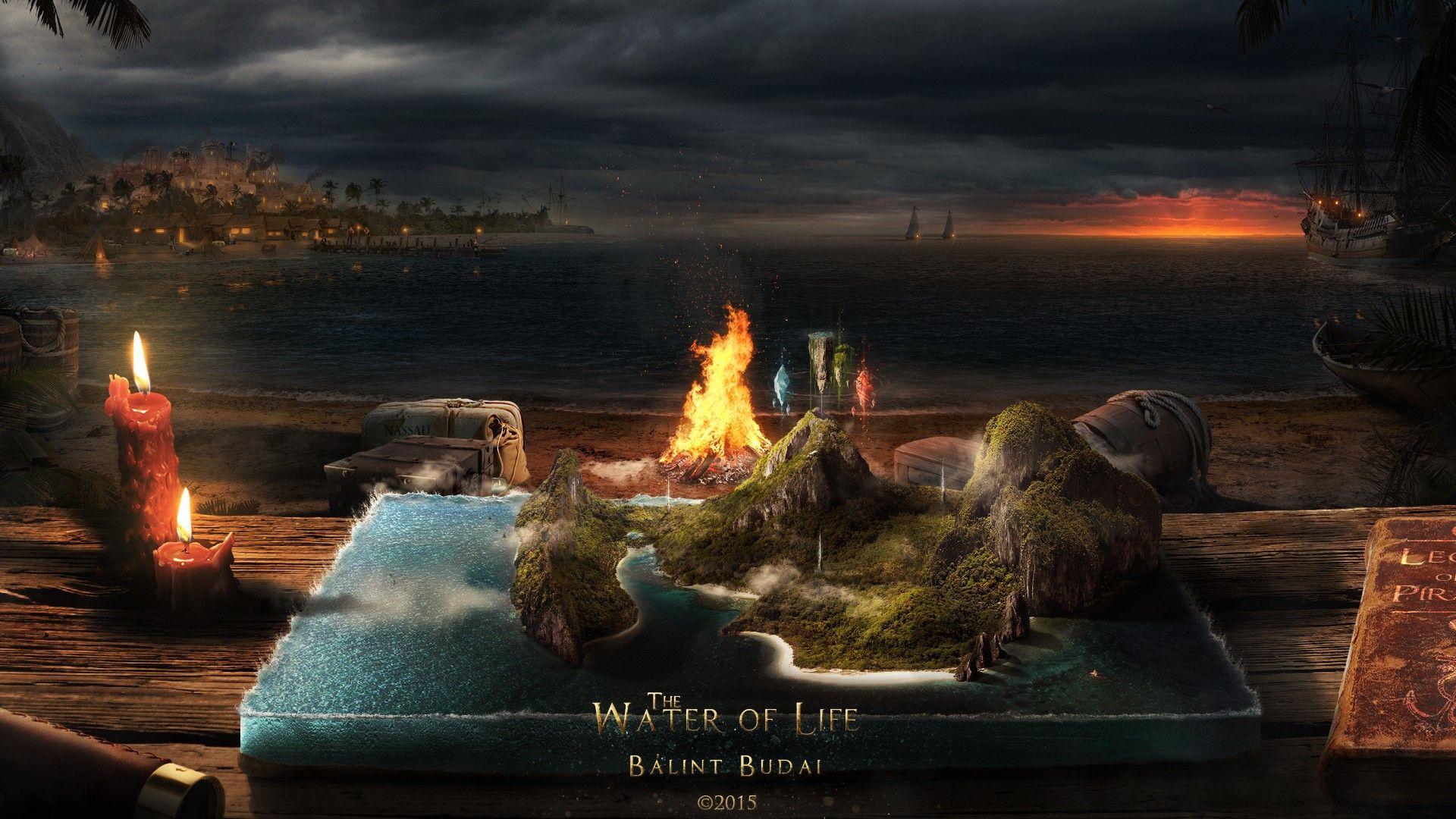 1920x1080 magic, Island, Life, Elements, Sea, Nassau, Candles, Barrels, Boat