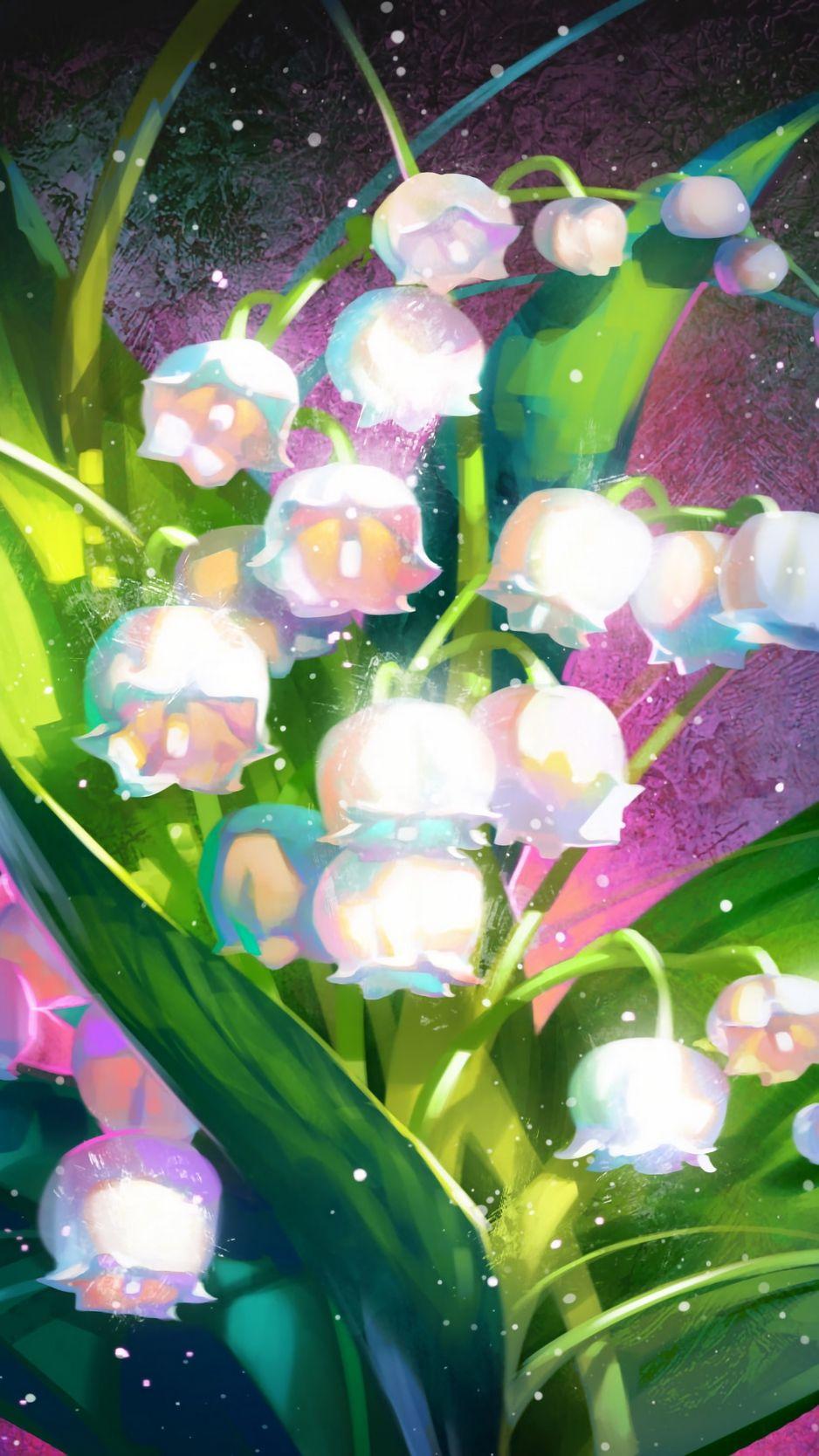 938x1668 Download wallpaper 938x1668 lilies of the valley, bouquet, art