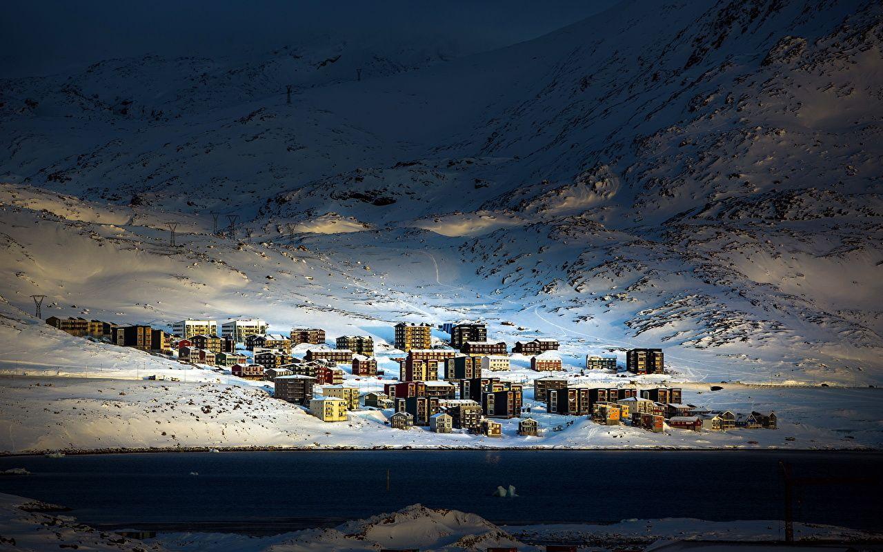 1280x800 Picture Greenland Nuuk Arctic Qinngorput Snow Cities Houses