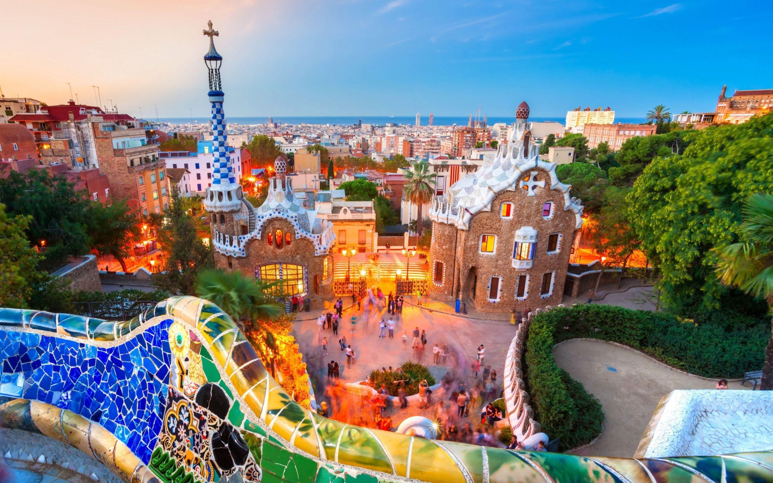 2560x1600 Wallpaper Barcelona, city, park, dusk 2560x1600 HD Picture, Image