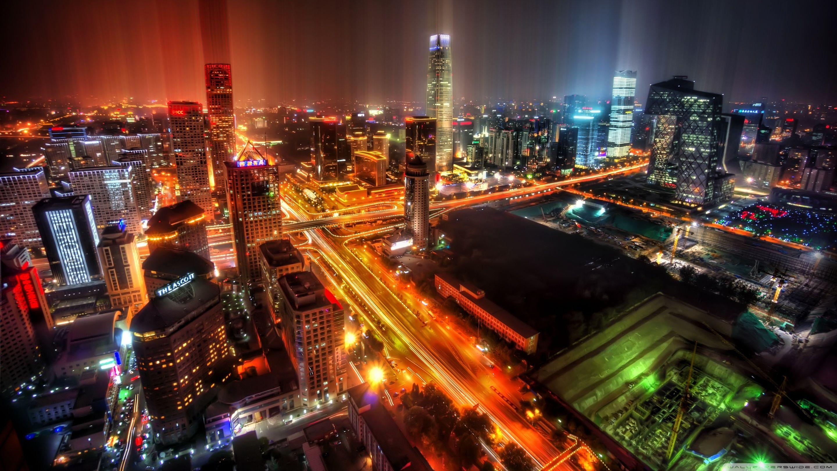 2880x1620 Downtown Beijing After Rain Ultra HD Desktop Background Wallpaper
