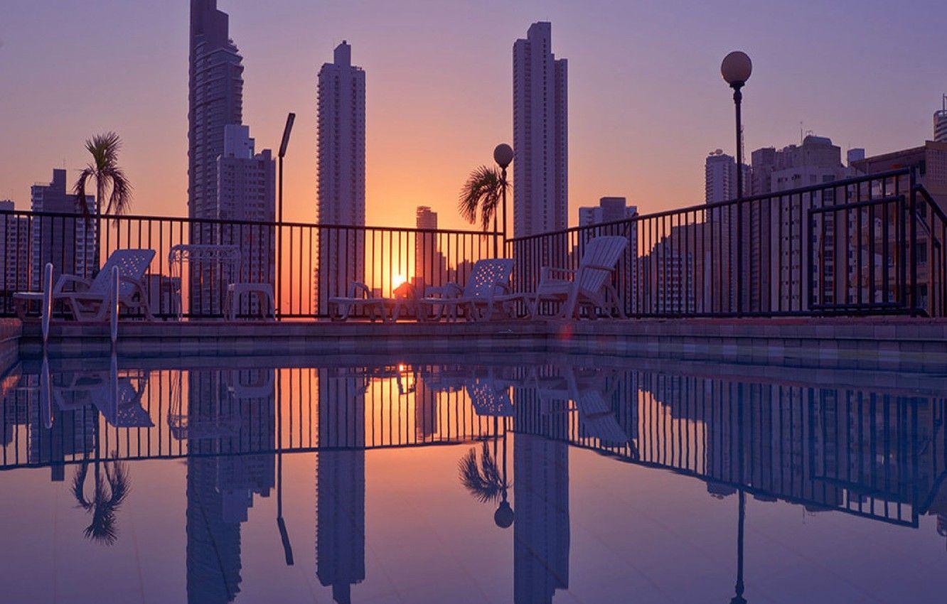 1332x850 Wallpaper Sunset, The City, The Evening, Pool, Panama City Image