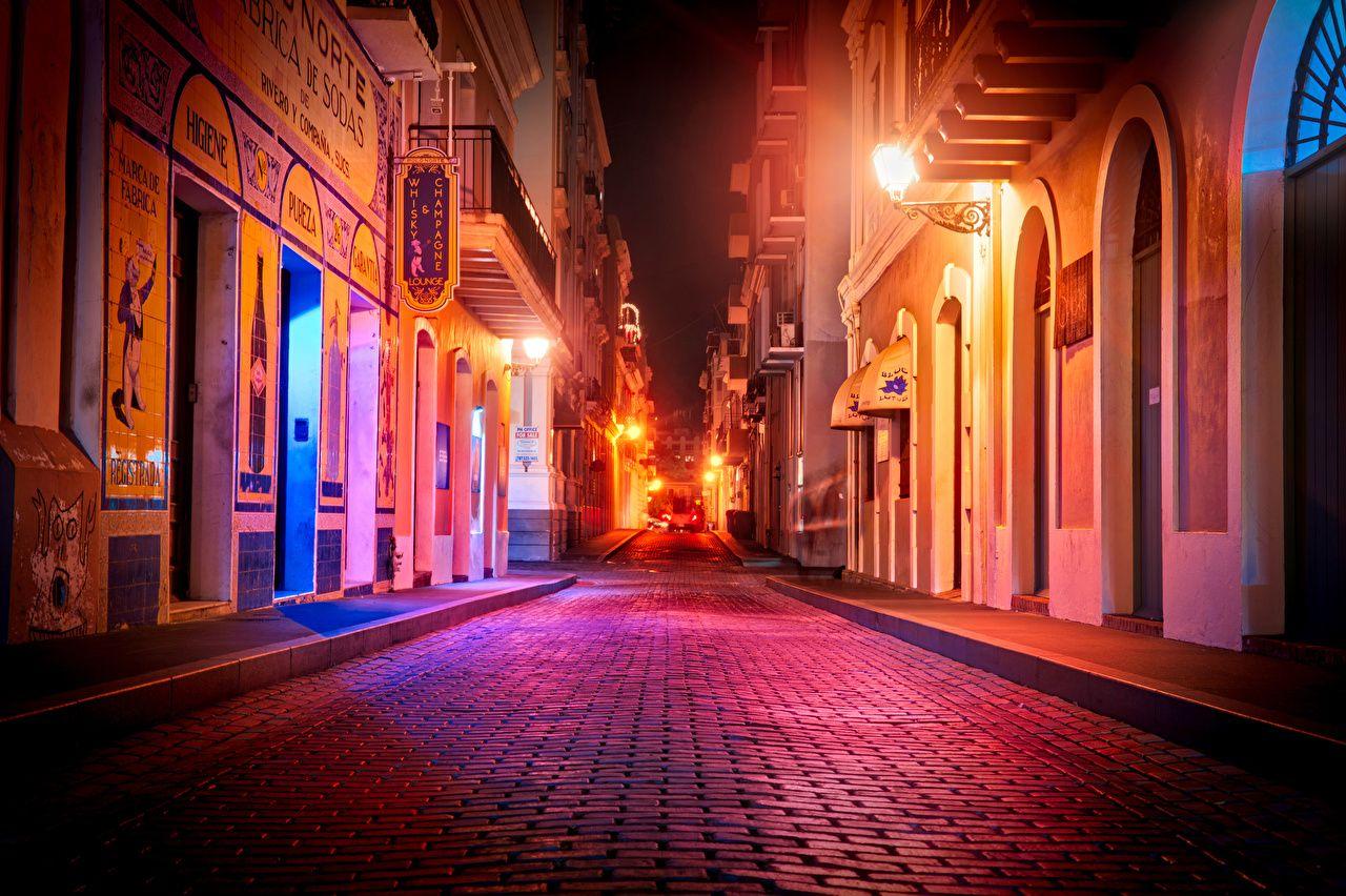 1280x852 Wallpaper USA Puerto Rico San Juan Roads Street Night Street lights