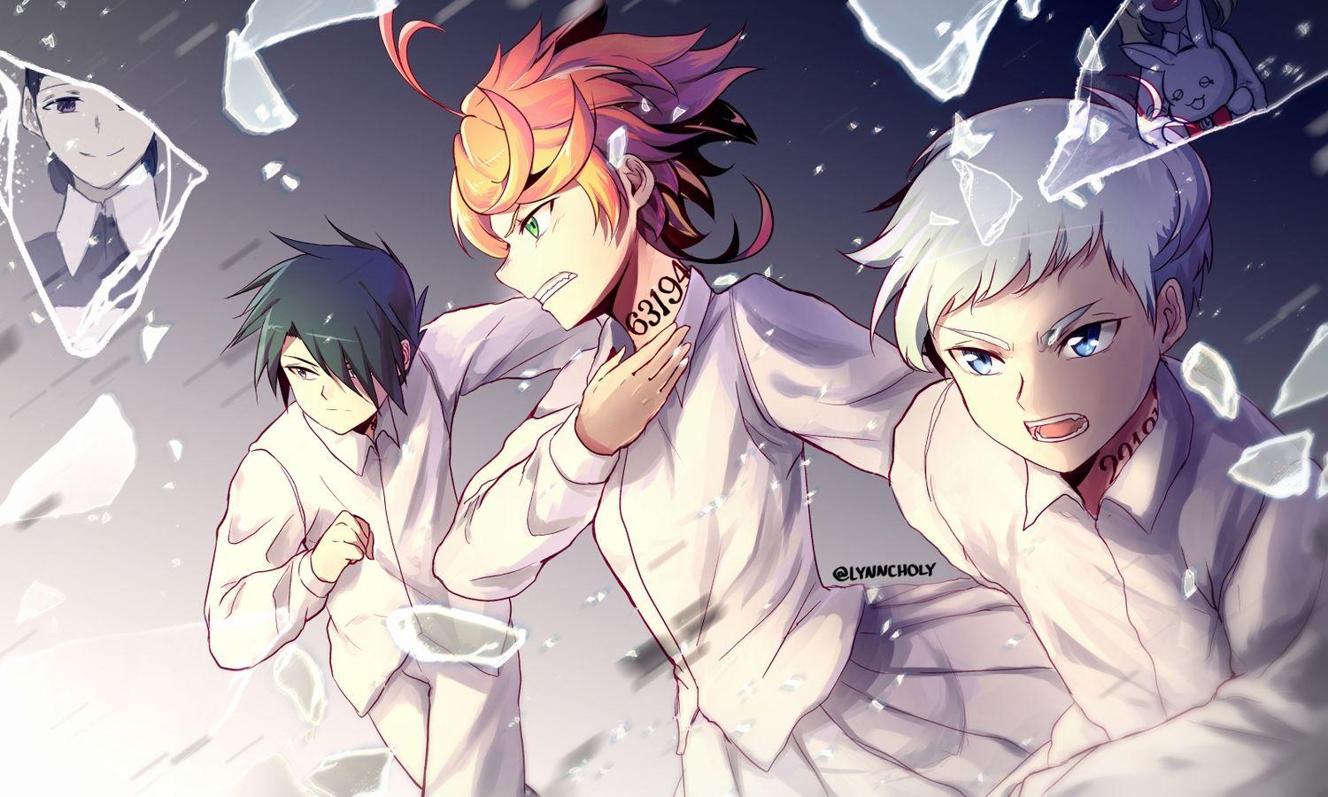 1500x900 aqua eyes black hair conny (yakusoku no neverland) emma (yakusoku