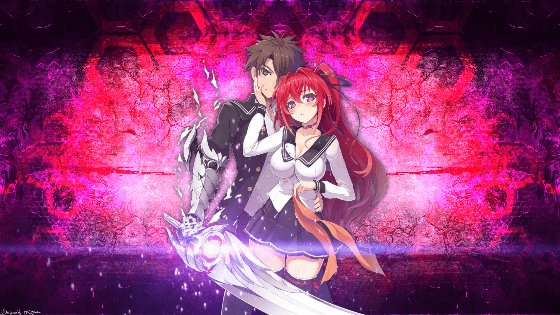 1920x1080 Shinmai Maou no Testament Basara & Naruse Mio Wallpaper
