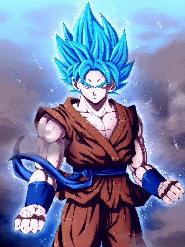 768x1024 Goku Super Saiyan God Blue Wallpaper for Android