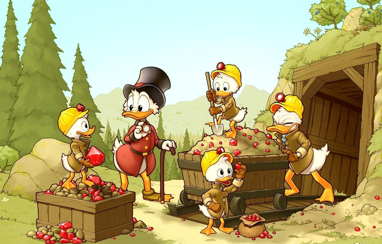 1332x850 Wallpaper stones, Disney, mine, Huey, Scrooge McDuck, DuckTales