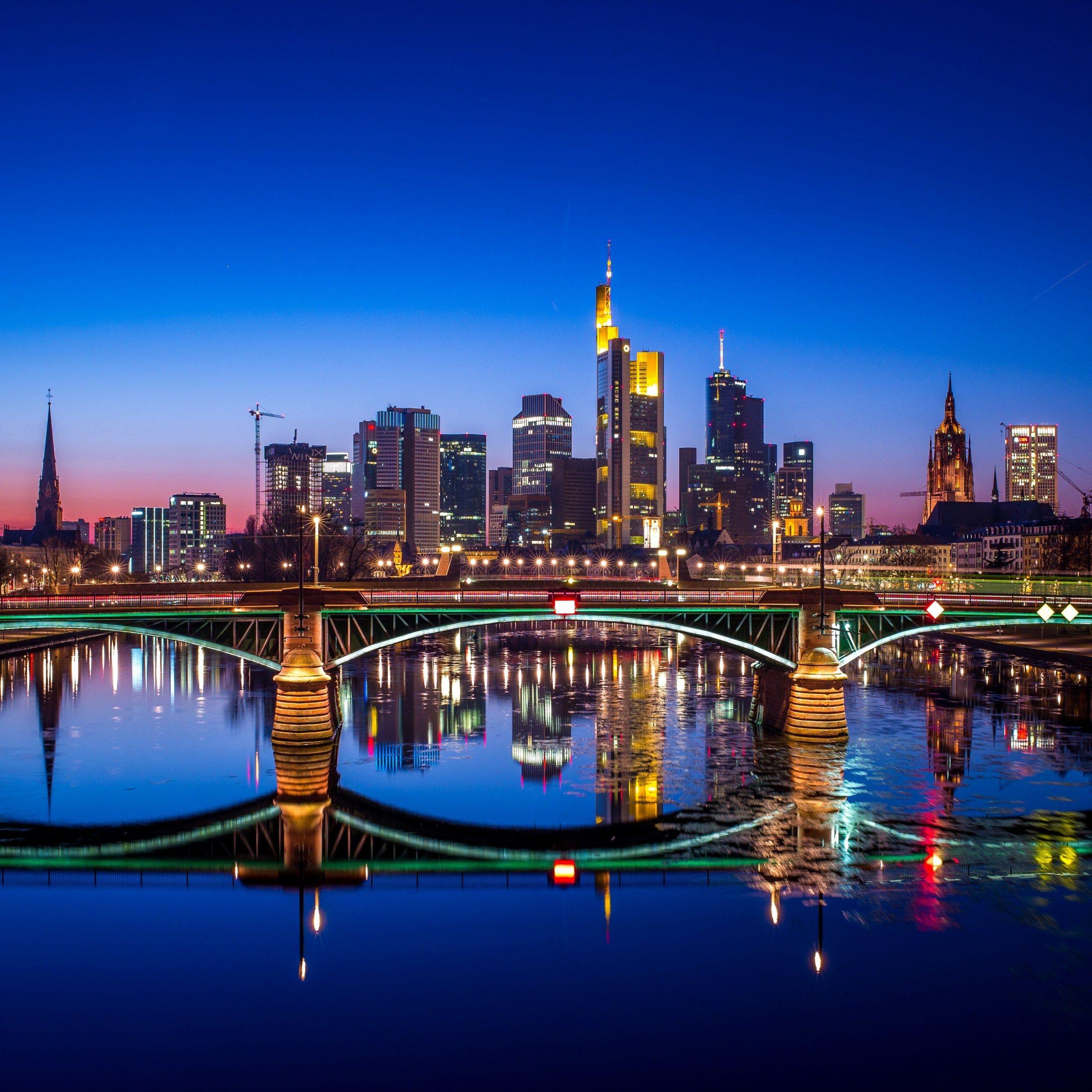 2560x2560 Wallpaper Frankfurt Nightscape Germany HD 4k World 4k