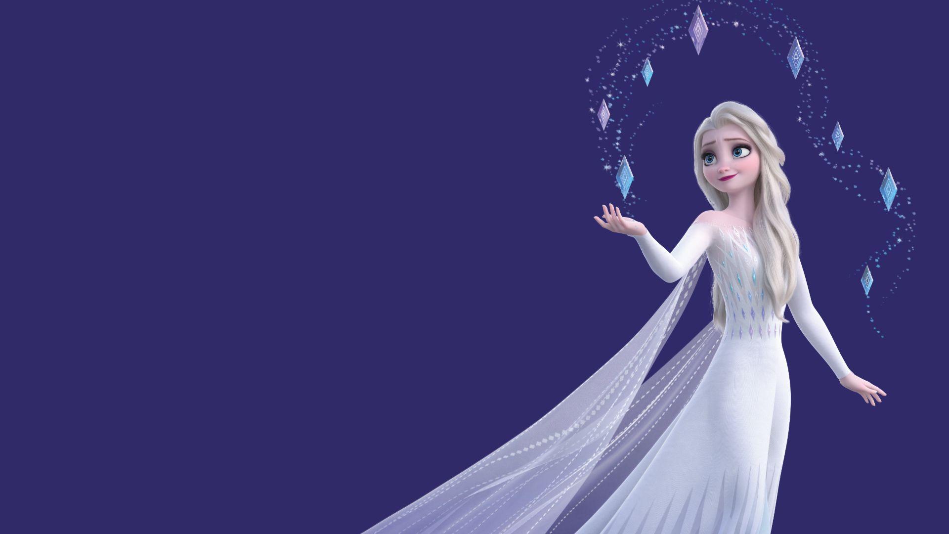 Hình nền Frozen 2 HD mới 1920x1080 với Elsa mặc váy trắng và xõa tóc - máy tính để bàn và điện thoại di động