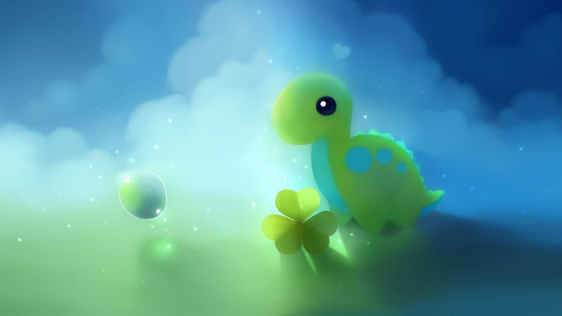 1920x1080 petit dino.  Kawaii