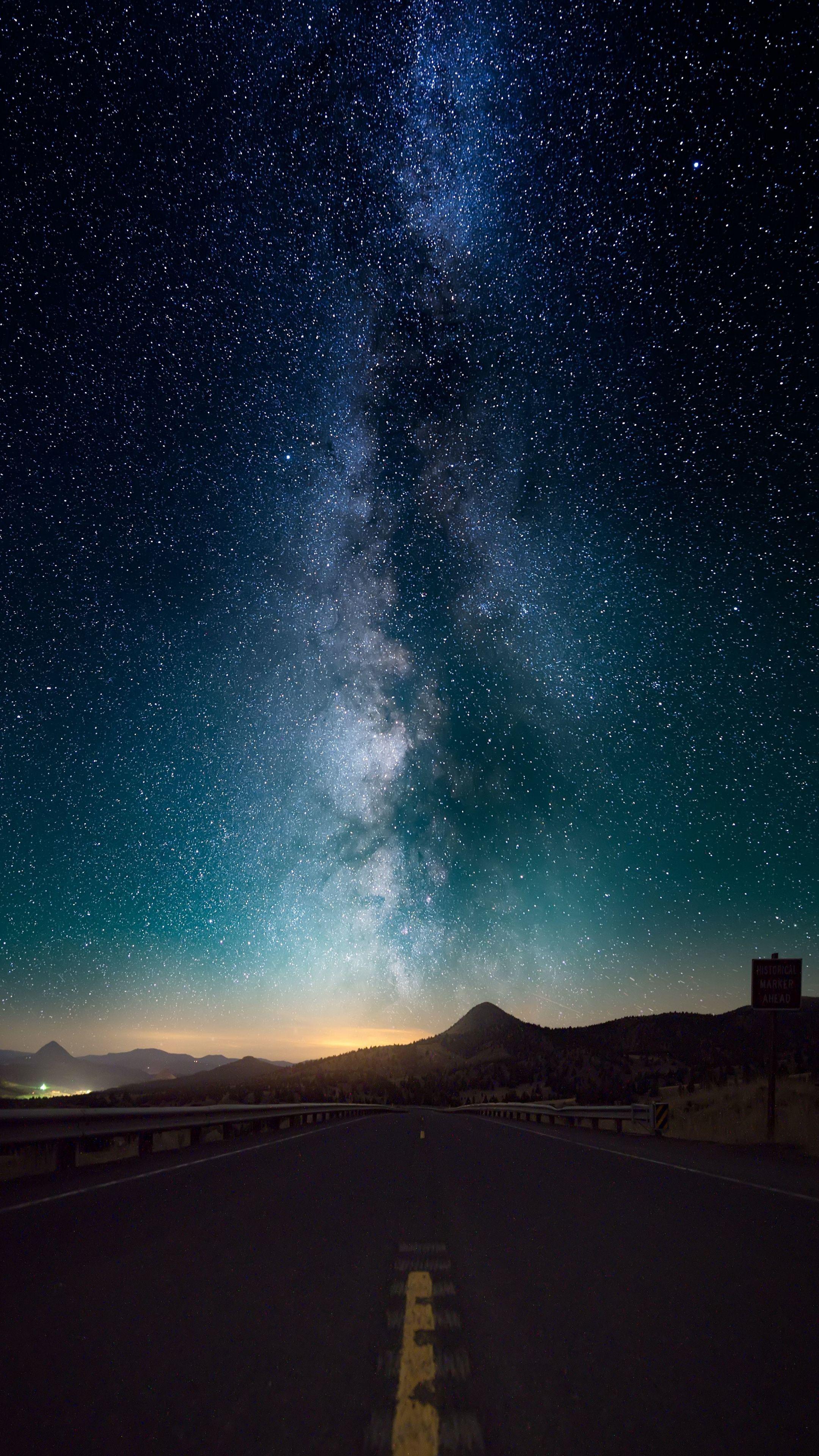 2160x3840 Wallpaper Starry Sky, Night, Road, Milky Way, 4k Night