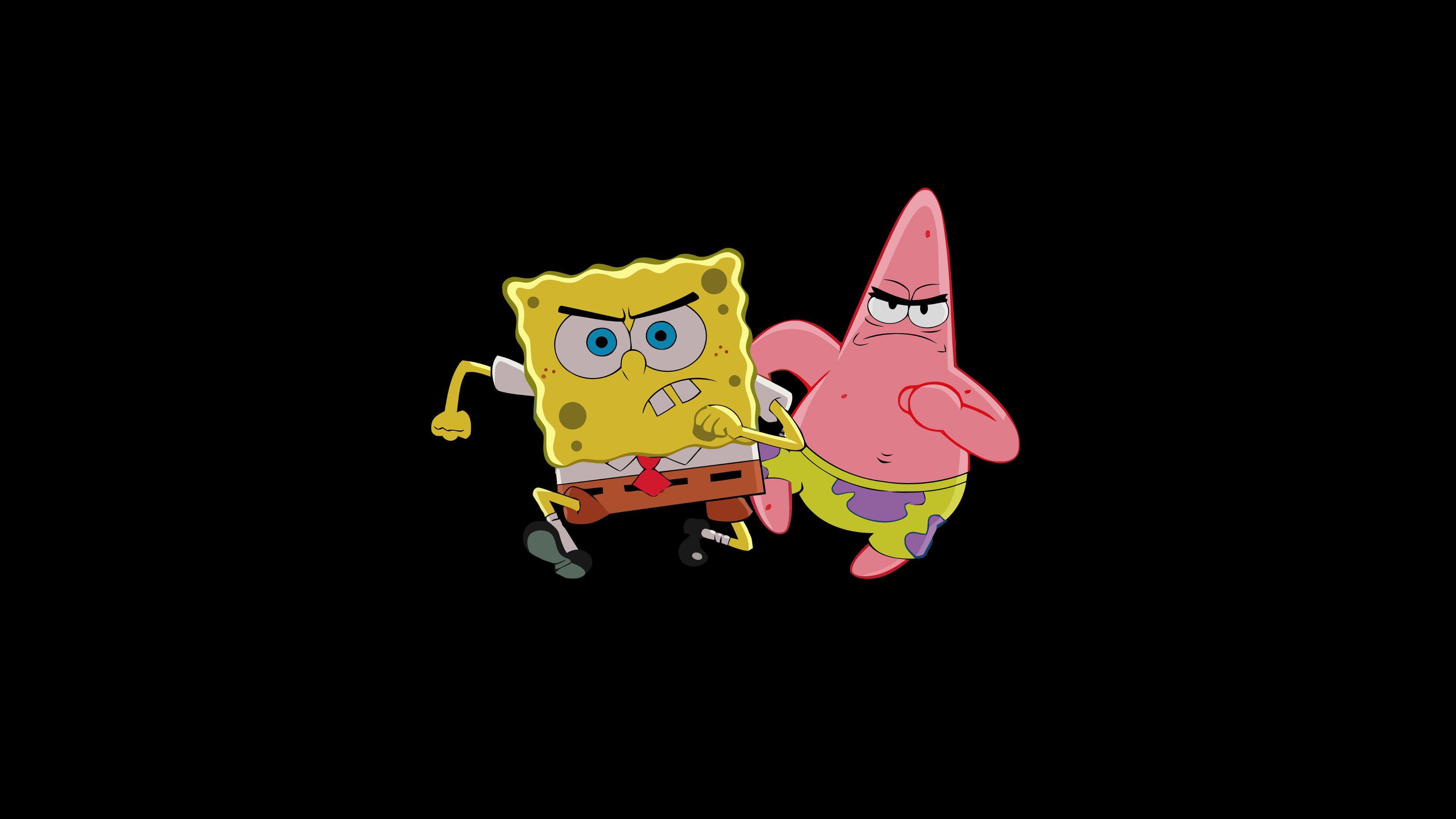 3840x2160 Spongebob Squarepants and Patrick illustration HD wallpaper