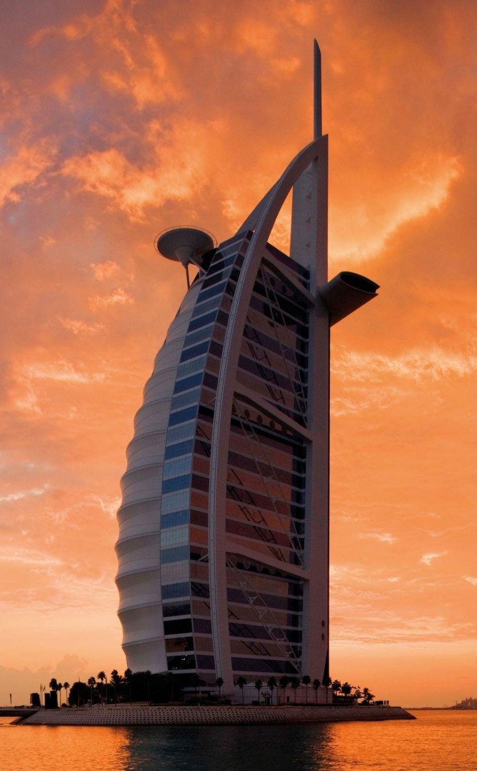 950x1534 Download 950x1534 wallpaper architecture, hotel, sunset, burj al