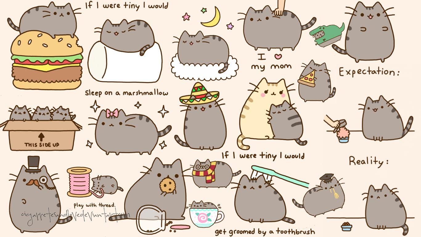 1366x768 Pusheen Background. Pusheen Wallpaper
